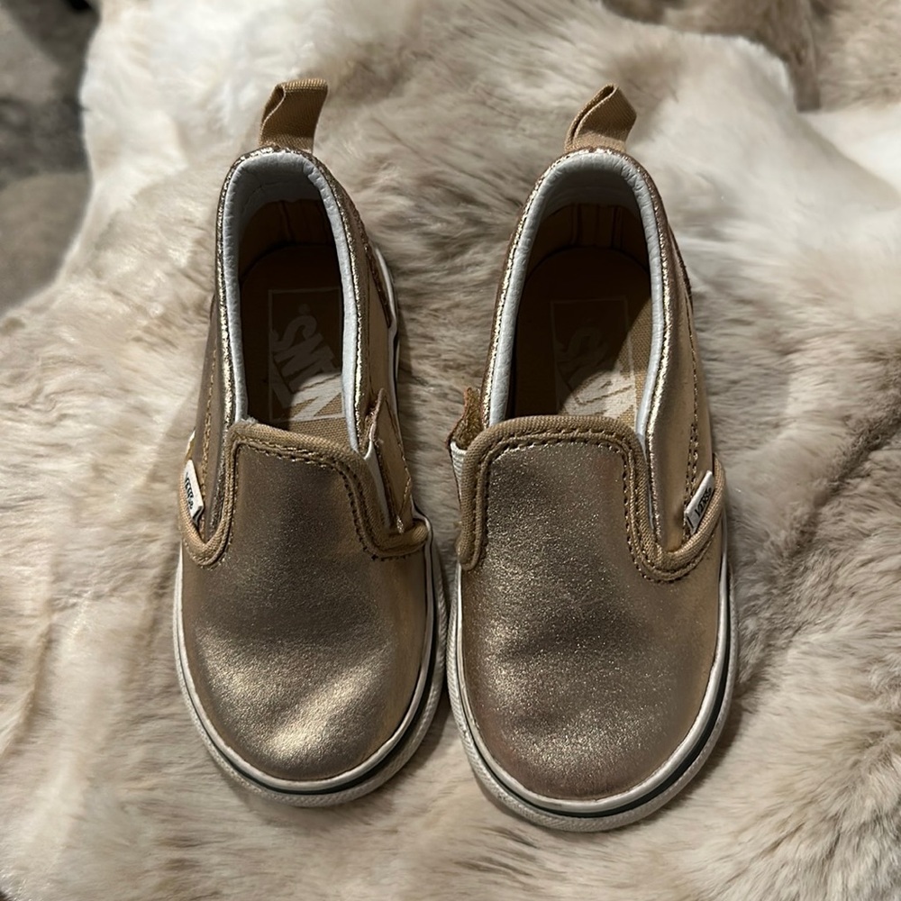Toddler girls gold/tan Vans